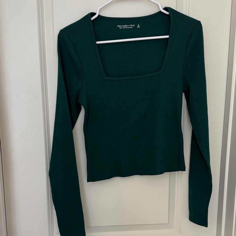 Abercrombie & Fitch Forest Green Square Neck Blouse